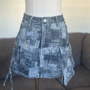 Fashion Nova Demin Asymmetrical grey Mini Skirt
